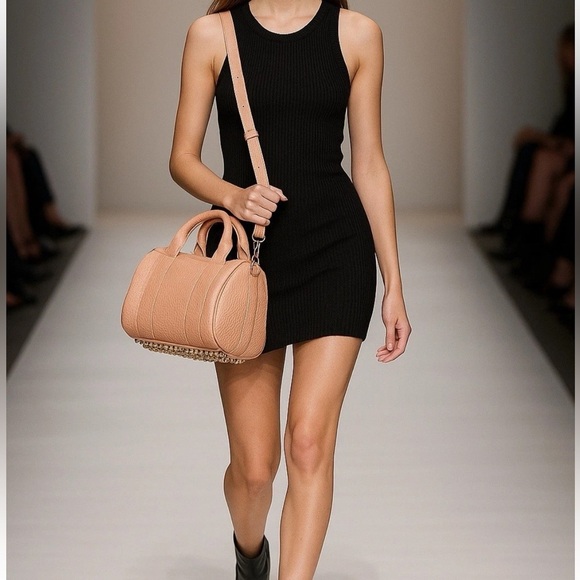 Alexander Wang Handbags - ALEXANDER WANG Soft Pebbled Lambskin Rocco Tan Pale Shoulder Handbag Gold Accent